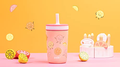 Zak Designs Kelso Tumbler Toddler Cup For Travel or At Home, 12oz Vacuum Insulated Stainless Steel Sippy Cup With Leak-Proof Design is Perfect For Kids (Happy Fruit) - color: Happy Fruit