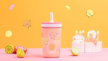 Zak Designs Kelso Tumbler Toddler Cup For Travel or At Home, 12oz Vacuum Insulated Stainless Steel Sippy Cup With Leak-Proof Design is Perfect For Kids (Happy Fruit) - color: Happy Fruit