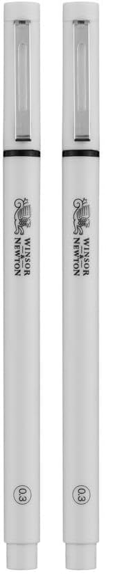 Winsor & Newton Fineliner Fine Point Pen, 0.3mm Tip, Black (Pack of 2) - color: Black, size: 1 Count (Pack of 2), style: 0.3 mm Tip