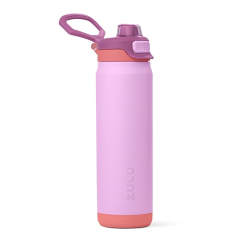 ZULU Powerfill Pro 24oz Stainless Steel Water Bottle with Quick Fill Lid, Triple Walled Vacuum Insulated Metal, Leak Proof Locking Lid, Sip and Chug, Reusable BPA Free, Sherbert - color: Sherbert, style: 24oz