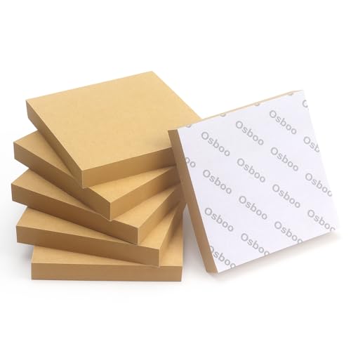Sticky Notes 3x3 Self-Stick Notes Pads with 6 Bright Colors, Easy to Post for Office, School, Home, 6 Pads/Pack, 100 Sheets/Pad(Kraft Paper) - color: Kraft Paper