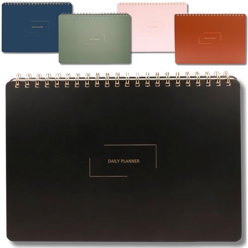 Undated Daily Planner | 8.25” x 11.75” Work To-Do Notebook | ADHD Academic Organizer | Multi-Layout | Men and Women Planner | College Supplies | Black | Landscape Layout - color: Black, size: Daily Planner - Landscape