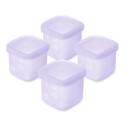 Olababy Clear Sense Silicone Storage Containers 4pk for Baby Food, Snacks, Formula, Puree, Sauce & More | Micro Plastic & BPA-Free | Daycare Essentials for Toddlers and Kids (Lilac, 4 oz / 120 ml) - color: Lilac, size: 4 oz