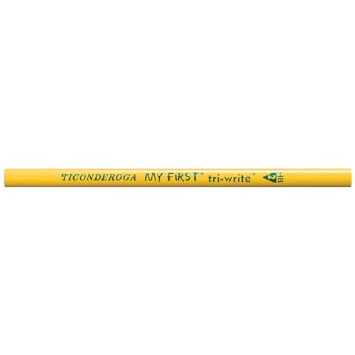 Ticonderoga My First Tri-Write Wood-Cased Pencils, Unsharpened, 2 HB Soft, Without Erasers, Yellow, 36 Count