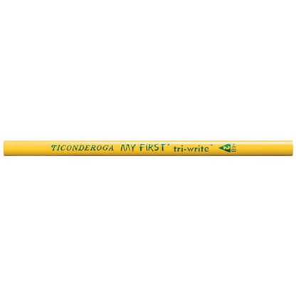 Ticonderoga My First Tri-Write Wood-Cased Pencils, Unsharpened, 2 HB Soft, Without Erasers, Yellow, 36 Count