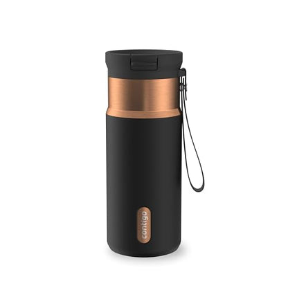 Contigo SnapSeal 473.2ml(16온스) 스테인리스 스틸 진공 단열 물병, 누출 방지 자동 닫힘 뚜껑(빨대 호환) 및 휴대용 스트랩, BPA 프리 및 납 프리, 식기세척기 사용 가능 - color: 감초 청동, size: 16온스