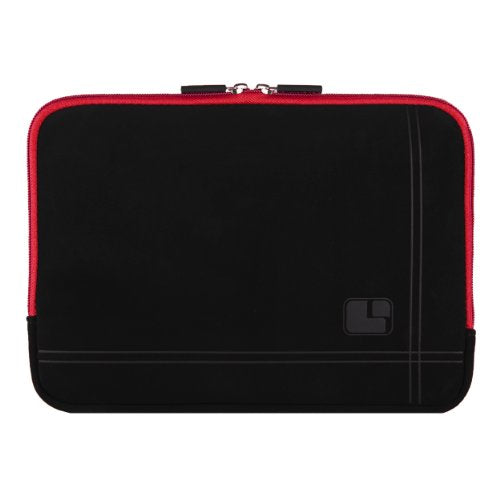 Thick Cushion Padding Scratch Water Resistant Accessory Pocket 13 inch Laptop, Chromebook Sleeve Bag - color: Black Red