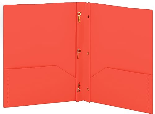 Plastic Folders with Pockets and Prongs Red - Two Pocket Folder with Brads - 3 Prong Folders with Pockets for Letter Size Sheets, Also Available in Blue, Green, Purple, Pink, and Grey, 1 Pc –by Enday - color: Red, size: 1