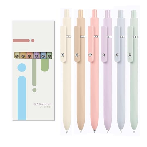 ITAWIXS 6Pcs Cute Gel Pens, 0.5mm Fine Point Smooth Writing Pens, Aesthetic Pens for Journaling Note Taking, Office School Supplies, Gifts for Women - color: 6pcs Morandi