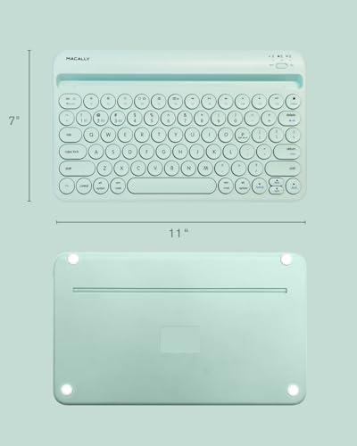 Macally Bluetooth Keyboard for Tablet | Wireless Keyboard for iPad mini/Air/Mini, iPhone (Multi-Device, Built-in Stand, Rechargeable) Easy to Use and Cute Portable - Mint Green - color: Mint Green