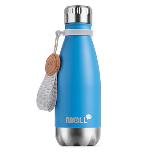 Kids Water Bottle for School-9 oz Stainless Steel Double Wall Vacuum Insulated Sports Water Bottle Reusable Metal Leak Proof Cola Shape Flask for Girls (Sky Blue) - color: Sky Blue, size: 9 Ounces