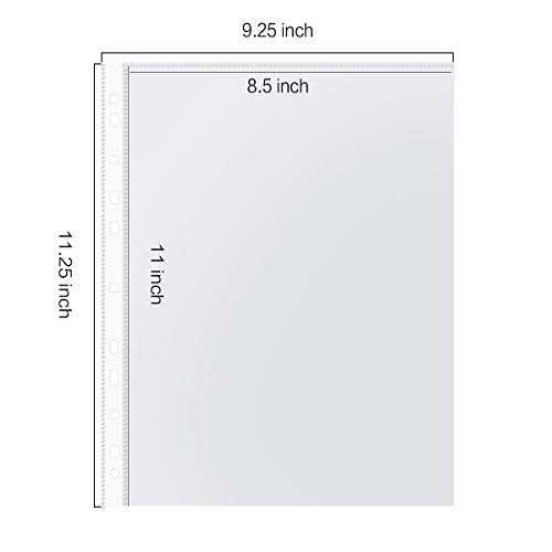 Sheet Protectors, PANDRI 300 Pack Clear Heavy Duty Plastic Page Protectors Sheet Reinforced 11-Hole Fit for 3 Ring Binder Fits Standard 8.5 x 11 Paper, 9.25 x 11.25 Top Loaded, Excluding Acid - size: 300 PACK