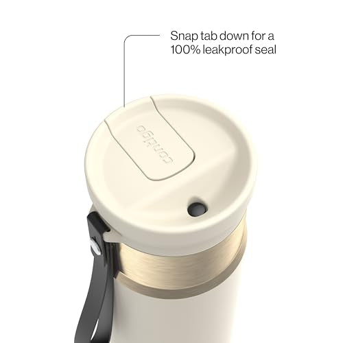 Contigo SnapSeal 709.8ml(24온스) 스테인리스 스틸 진공 단열 물병, 누출 방지 자동 닫힘 뚜껑, 휴대용 스트랩 및 재사용 가능한 빨대, BPA 프리 및 납 프리, 식기세척기 사용 가능 - color: 오트밀크 샴페인, size: 24온스