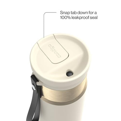 Contigo SnapSeal 709.8ml(24온스) 스테인리스 스틸 진공 단열 물병, 누출 방지 자동 닫힘 뚜껑, 휴대용 스트랩 및 재사용 가능한 빨대, BPA 프리 및 납 프리, 식기세척기 사용 가능 - color: 오트밀크 샴페인, size: 24온스