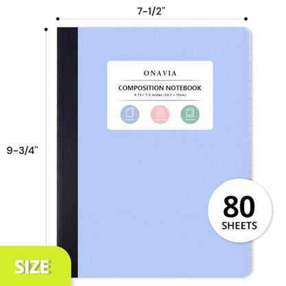 ONAVIA Pink Plastic Composition Notebook College Ruled Bulk, 160 Pages | 80 Sheets, 9.75 x 7.5 in, 12 Pack Poly Cover Notebook, Waterproof, Durable, Sewn Binding, Notebooks for School - color: Pink, style: 12 Pack