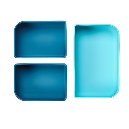 LunchBots Build -a- Bento Lunch Box, Silicone Bento Box for Kids, Multi-Compartment Lunch Container, Oven & Dishwasher Safe, BPA Free, 32 oz - Tie Dye Dark Blue - color: Tie Dye Dark Blue