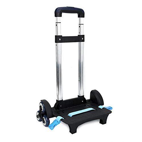 Backpack Hand Truck Wheeled Cart Trolley Hand Aluminium Alloy | Folding Trolley Cart for Schoolbag / Backpack (Black with Six Wheels) - color: Black With Six Wheels