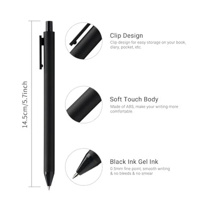 Kaco Gel Pens, 0.5 mm Fine Point, Black Ink 10 Count, Quick Dry Smooth Writing, Aesthetic Office Supplies Refillable Retractable - color: 0.5mm 10 PCS Black