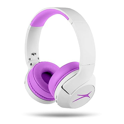 Altec Lansing Kid Safe Noise Cancelling Wireless Headphones 15H Battery, 85dB Volume Limit, Foldable Design Powerful Sound, Active Noise Cancellation Perfect for Kids Ages 7+ - color: Whiteout Purple