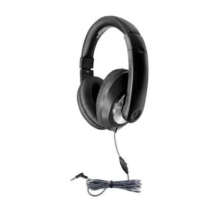 HamiltonBuhl Smart‑Trek Deluxe Over‑Ear Headphones, 3.5mm TRRS Plug, 40mm Drivers, Noise‑Isolating Leatherette Cushions, Durable Dura‑Cord, Adjustable Headband – Black (ST1BK)