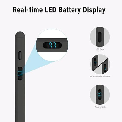 2-in-1 Stylus Pen for Touch Screen with LED Power Display, Universal Stylus Active Pencil for iPad 2018-2026, iPhone, Samsung, Android Tablet, Switch- Tilt Sensitivity Drawing, Fast Charge Digital Pen - color: Black
