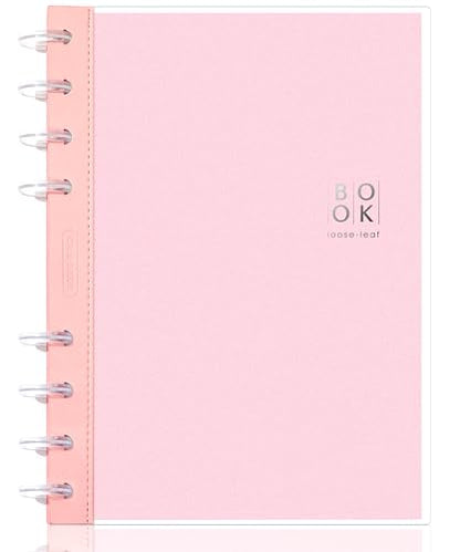 CAGIE Discbound Notebook - Customizable Notebooks 7 x 10 inch with Removable Pages 100 gsm, B5 Notebook for School with Poly Cover, 100 Pages Discbound Planner Wide Ruled, Pink - color: Pink, size: B5