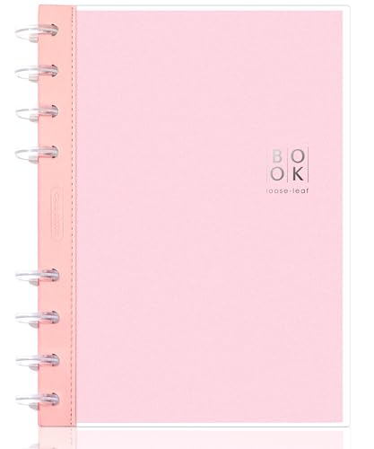 CAGIE Discbound Notebook - Customizable Notebooks 7 x 10 inch with Removable Pages 100 gsm, B5 Notebook for School with Poly Cover, 100 Pages Discbound Planner Wide Ruled, Pink - color: Pink, size: B5