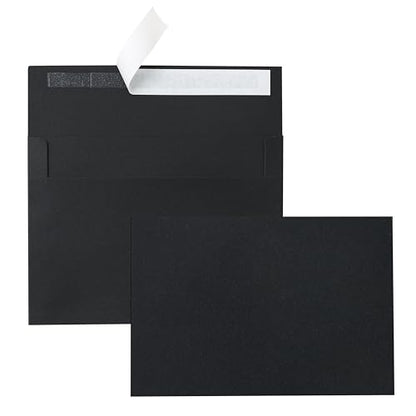 Silunkia Black Greeting Cards with Envelopes 4.25 x 5.5 Heavyweight Single Panel Cardstock and Printable A2 Envelopes Self Seal 20 Packs for DIY Wedding Invitations, Christmas, Birthday Party - color: Black, size: 4.25x5.5-20pcs