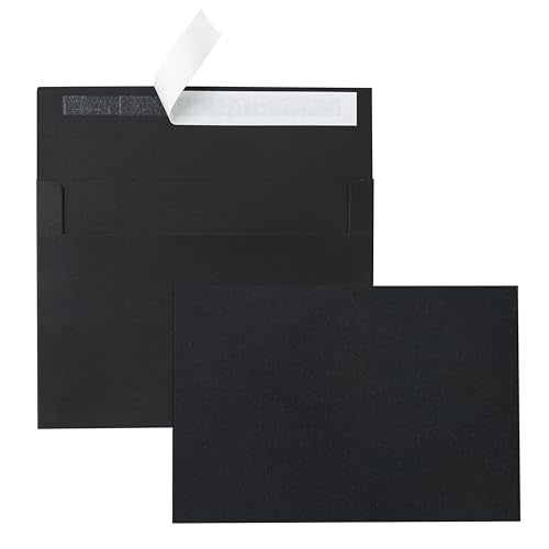 Silunkia 100 Packs Black Blank Flat Cards and Envelopes 5 x 7 Heavyweight Single Panel Cardstock and A7 Envelopes Self Seal for DIY Wedding Invitations, Party, Thank You Cards, Mailing - color: Black, size: 5x7-100pcs