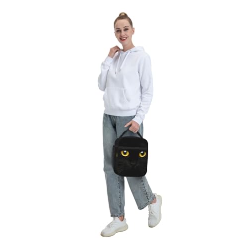 Cute Black Cat Leakproof Lunch Bag Large Capacity Lunchbox Insulated Reusable Lunch Tote Bags Cooler Lunch Container For Work/Office/Picnic/Travel - color: Cute Black Cat