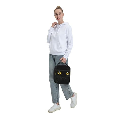 Cute Black Cat Leakproof Lunch Bag Large Capacity Lunchbox Insulated Reusable Lunch Tote Bags Cooler Lunch Container For Work/Office/Picnic/Travel - color: Cute Black Cat