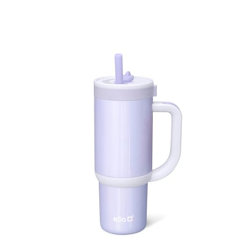 Ello Oasis 18oz Insulated Stainless Steel Kids Tumbler with Straw, Purple Holographic - color: Shiny: Purple, size: 18 Ounces