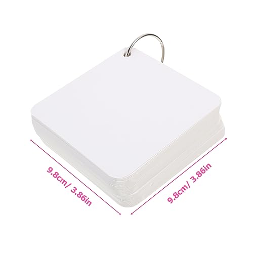 Diy Flash Cards Blank Index Cards Ring Study Notecards for School Note Pad Binder - size: 7.80X7.80X0.01CM