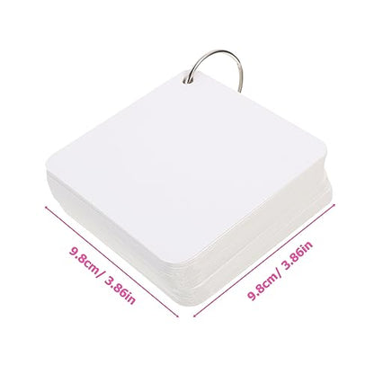 Diy Flash Cards Blank Index Cards Ring Study Notecards for School Note Pad Binder - size: 7.80X7.80X0.01CM