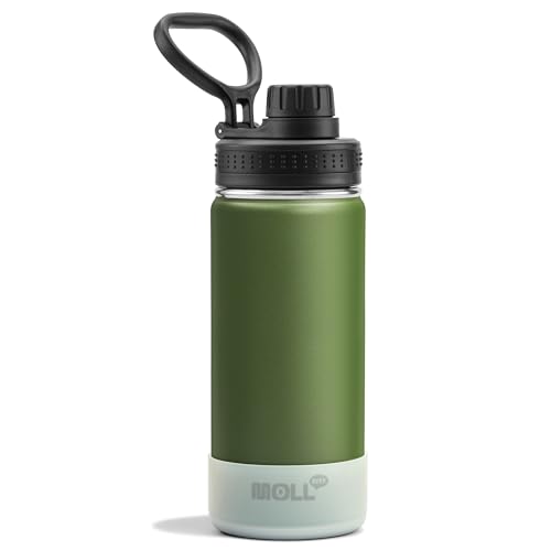 Kids Water Bottle for School 16 oz Stainless Steel Double Wall Vacuum Insulated Sports Water Bottle Leak Proof-Reusable Metal Flask with Silicone Boot for Travel, BPA-Free(Grass Green) - color: Grass Green, size: 16 Ounces