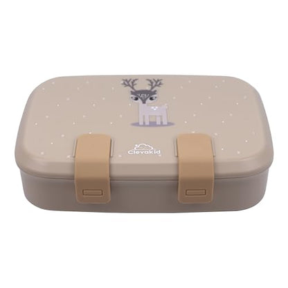 Kids Bento Explorer Lunch Box, 3 No-Mix Compartments, Microwave & Dishwasher Safe, Lightweight with Removable Tray, for Daycare, Preschool, School (Dark Brown Toffee ClevaWhity Friend) - color: Dark Brown Toffee ClevaWhity Friend