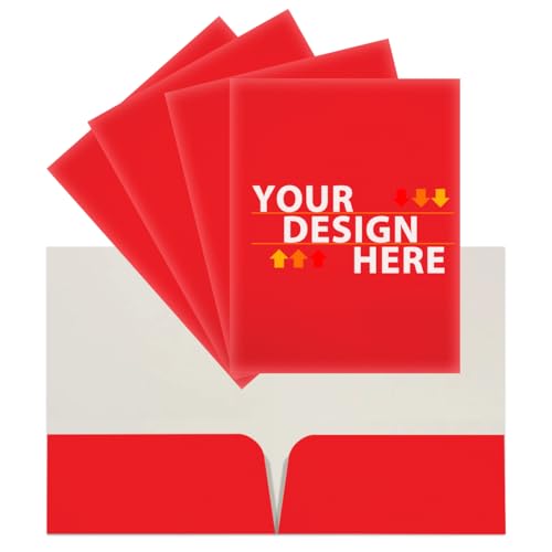 JAM PAPER Custom Printed Semi-Gloss Folders with Round Corner Pockets - Personalized Logo & Text - 10 pt C2S - Red - 100/Pack - color: Red, size: 10pt C2S - 100 Pack