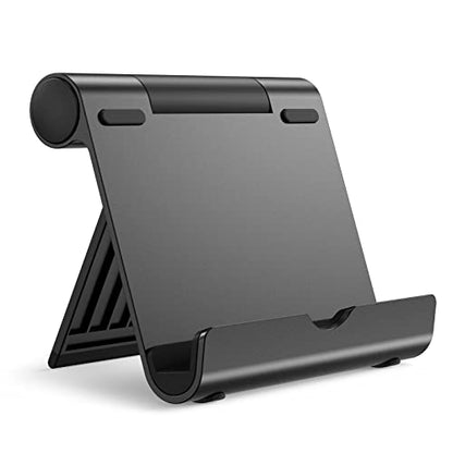 JETech Foldable Tablet Stand for 4-11" Tablets and Phones, Black | Adjustable Portable Desktop Holder, Foldable Dock for iPad/iPad Pro/Air/Mini, Galaxy Tab A8/A7 Lite/A7/S8/S7, Kindle, etc - color: Black