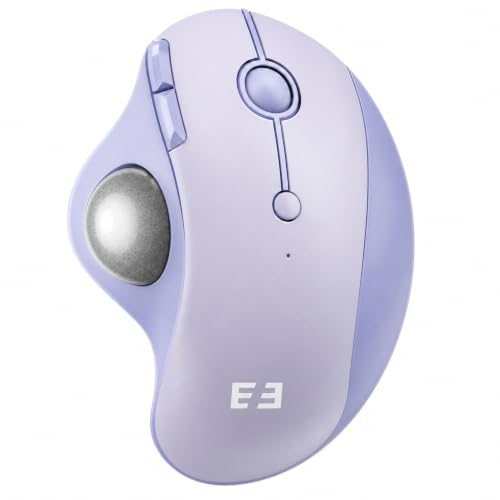 seenda Wireless Trackball Mouse, Ergonomic Bluetooth Rollerball Mouse Rechargeable, 3 Device Connection Optical Mice Adjustable DPI Thumb Control Mice Compatible for PC/Laptop/Windows - Light Purple - color: Light Purple