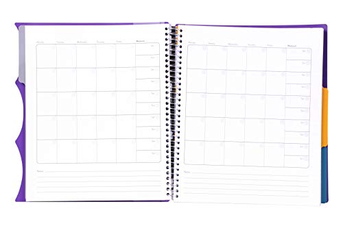 Mintra Office Durable PREMIUM Spiral Notebook, ((Purple, 3 Subject, 8.5in x 11in)), Fabric Covered Coils, No Snags, Removable Adjustable Pocket Dividers, Ruler, Organization, Customizable - color: Purple, size: 3 Subject (8.5in x 11in)