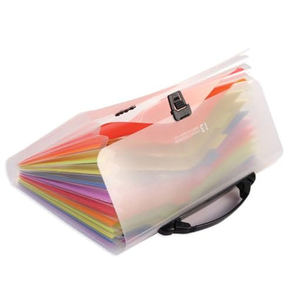 Large Capacity Accordion File Organizer 13 Pockets A4 Rainbow Expanding File Folder for Cards, Letter, A4 Paper, Document - size: Double Buckle
