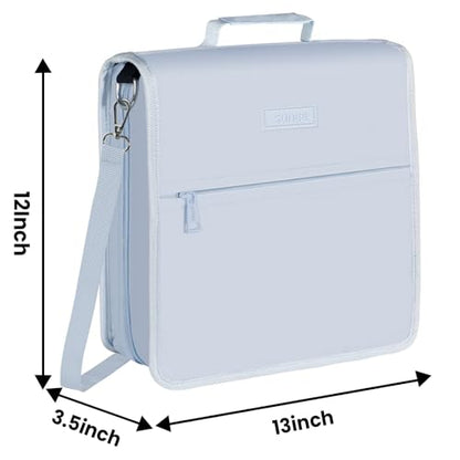 SUNEE Zipper Binder 3 Ring, 3 Inch O-Ring with Handle and Shoulder Strap, 600-Sheet Capacity, 5-Tab Expanding File Folder, Multi-Pockets for Middle School Organizer Binder with Zipper, Dusk Blue