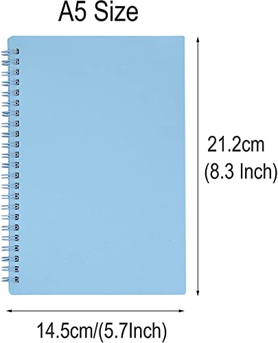 Yansanido Spiral Notebook, 3 Pcs A5 Thick Plastic Hardcover 8mm Ruled 3 Color 80 Sheets -160 Pages Journals for Study and Notes (Light Pink,Light Green,Light Blue, A5 5.7" x 8.3"-Ruled)