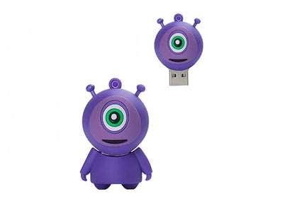 64GB USB 2.0 Flash Drive Cartoon Novelty Halloween Alien Memory Stick Silicone Rubber Pendrive Purple - color: Alien, size: 64GB 2.0