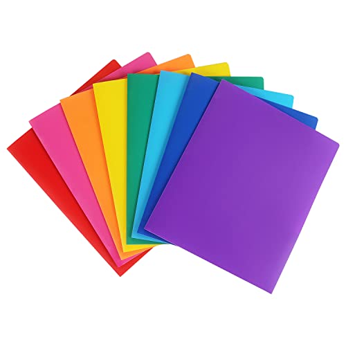 Tamaki Plastic Folders with Pockets, Letter Size Paper, Multicolor, 8 Pack | Durable Heavy Duty Colored Folders for School for School Office - color: 8 Pack-multicolor