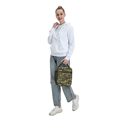 Green Camo Lunch Bags For Men Women Boys Girls Reusable Tote Lunch Bags For Office Work School Picnic Camping Thermal Insulation And Cold Preservation - color: Green Camo