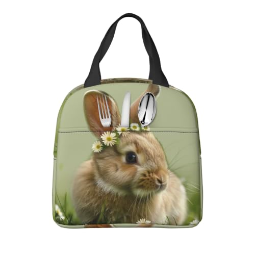 Cute Rabbit Lunch Box - Insulated Lunch Bags for Kids Boys Girls Reusable Lunch Tote Bags, Perfect for School/Camping/Hiking/Picnic/Beach/Travel - color: Cute Rabbit