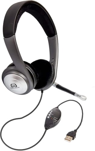 USB Wired Headset for PC/Laptop, Stereo Headphones with Microphone, USB-A, in-Line Controls for Video Meetings, Music, Gaming and Beyond - Black
