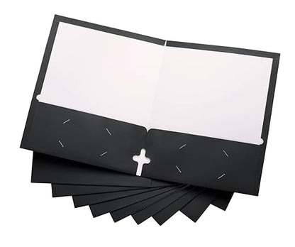 10 Pack Two Pocket Folders, Black, Strong Thick Paper Folders, for Letter Size, by ACTIVITYya - color: Black