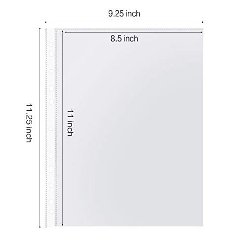 Sheet Protectors, HERKKA 200 Pack Upgrade Clear Plastic Page Protectors Sheet Reinforced 11-Hole Fit for 3 Ring Binder Fits Standard 8.5 x 11 Paper, 9.25 x 11.25 Top Loaded, Acid Free - size: 200 Pack